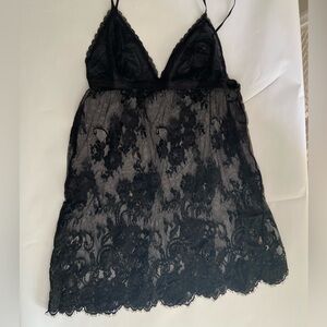 La Vie En Rose black lace Large babydoll chemise nightgown lingerie